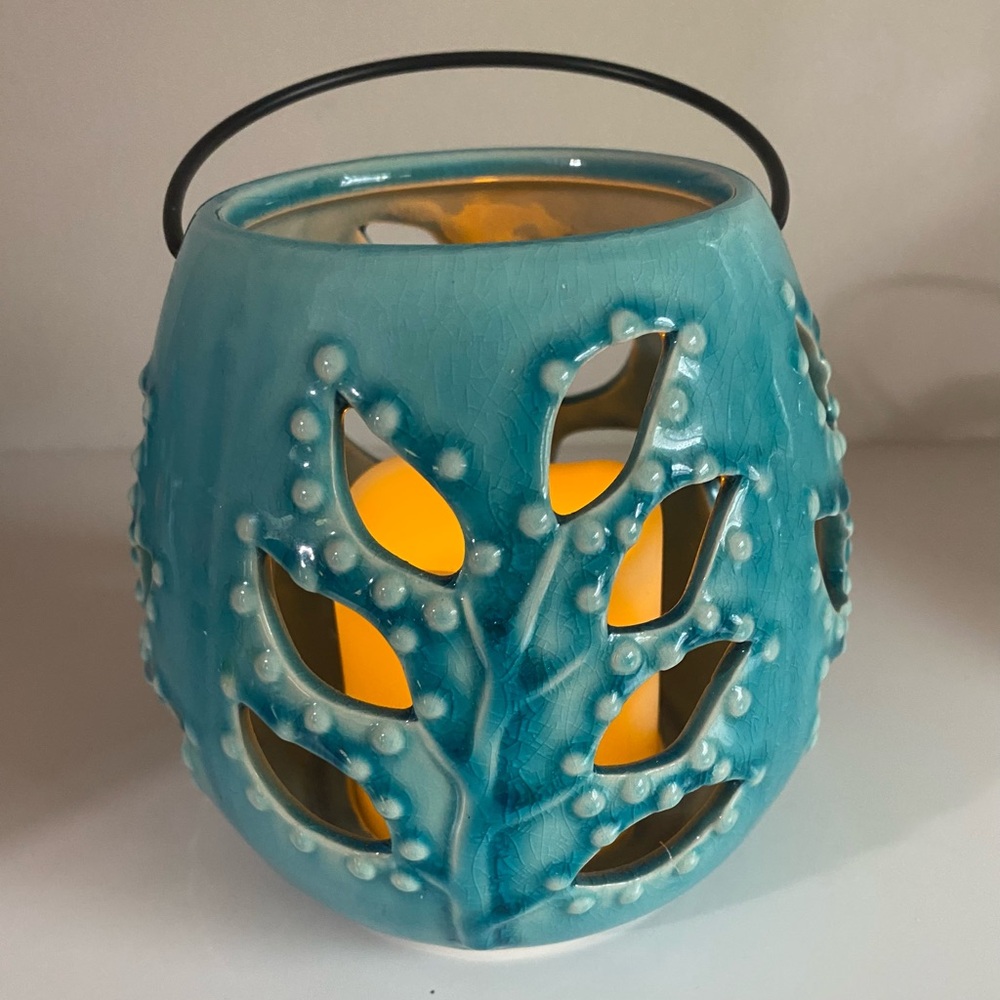 Ceramic Teal Candle Holder